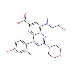Cc1cc(O)ccc1-c1nc(N2CCOCC2)nc2c(N(C)CCO)cc(C(=O)O)nc12 ZINC000169698822
