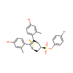 Cc1cc(O)ccc1C1=C(c2ccc(O)cc2C)[C@H]2[C@@H](S(=O)(=O)Oc3ccc(Br)cc3)C[C@@H]1[S@@+]2[O-] ZINC000084670186