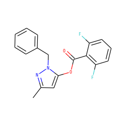 Cc1cc(OC(=O)c2c(F)cccc2F)n(Cc2ccccc2)n1 ZINC000045260249