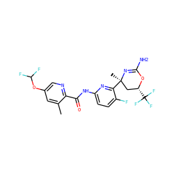 Cc1cc(OC(F)F)cnc1C(=O)Nc1ccc(F)c([C@]2(C)C[C@@H](C(F)(F)F)OC(N)=N2)n1 ZINC000223537315
