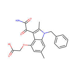 Cc1cc(OCC(=O)O)c2c(C(=O)C(N)=O)c(C)n(Cc3ccccc3)c2c1 ZINC000013686498