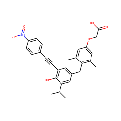 Cc1cc(OCC(=O)O)cc(C)c1Cc1cc(C#Cc2ccc([N+](=O)[O-])cc2)c(O)c(C(C)C)c1 ZINC000001553114