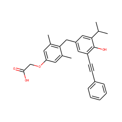 Cc1cc(OCC(=O)O)cc(C)c1Cc1cc(C#Cc2ccccc2)c(O)c(C(C)C)c1 ZINC000013475085