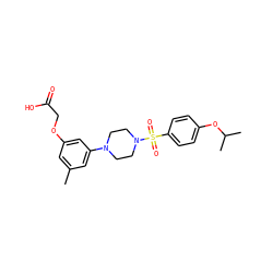 Cc1cc(OCC(=O)O)cc(N2CCN(S(=O)(=O)c3ccc(OC(C)C)cc3)CC2)c1 ZINC001772636711