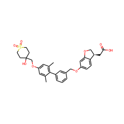 Cc1cc(OCC2(O)CCS(=O)(=O)CC2)cc(C)c1-c1cccc(COc2ccc3c(c2)OC[C@H]3CC(=O)O)c1 ZINC000084652221