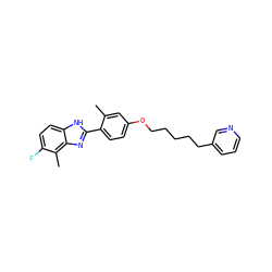 Cc1cc(OCCCCCc2cccnc2)ccc1-c1nc2c(C)c(F)ccc2[nH]1 ZINC000049035517