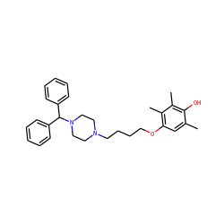 Cc1cc(OCCCCN2CCN(C(c3ccccc3)c3ccccc3)CC2)c(C)c(C)c1O ZINC000026467069