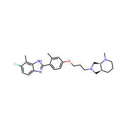 Cc1cc(OCCCN2C[C@@H]3CCCN(C)[C@@H]3C2)ccc1-c1nc2ccc(F)c(C)c2[nH]1 ZINC000049089413