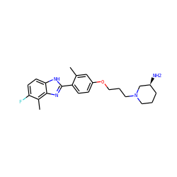 Cc1cc(OCCCN2CCC[C@H](N)C2)ccc1-c1nc2c(C)c(F)ccc2[nH]1 ZINC000049089248