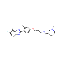 Cc1cc(OCCCNC[C@@H]2CCCN(C)C2)ccc1-c1nc2ccc(F)c(C)c2[nH]1 ZINC000049034392