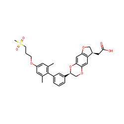 Cc1cc(OCCCS(C)(=O)=O)cc(C)c1-c1cccc([C@@H]2COc3cc4c(cc3O2)OC[C@H]4CC(=O)O)c1 ZINC000096269891