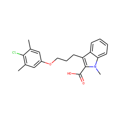 Cc1cc(OCCCc2c(C(=O)O)n(C)c3ccccc23)cc(C)c1Cl ZINC000095594284