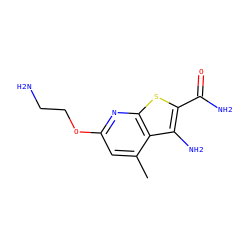 Cc1cc(OCCN)nc2sc(C(N)=O)c(N)c12 ZINC000045283647