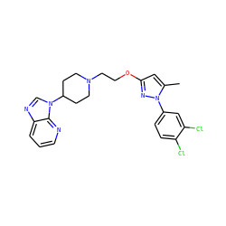 Cc1cc(OCCN2CCC(n3cnc4cccnc43)CC2)nn1-c1ccc(Cl)c(Cl)c1 ZINC000095556945