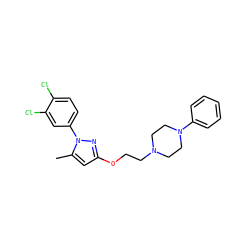 Cc1cc(OCCN2CCN(c3ccccc3)CC2)nn1-c1ccc(Cl)c(Cl)c1 ZINC000095557268