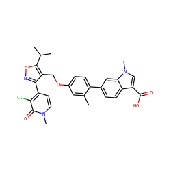 Cc1cc(OCc2c(-c3ccn(C)c(=O)c3Cl)noc2C(C)C)ccc1-c1ccc2c(C(=O)O)cn(C)c2c1 ZINC000044404645