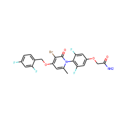 Cc1cc(OCc2ccc(F)cc2F)c(Br)c(=O)n1-c1c(F)cc(OCC(N)=O)cc1F ZINC000072171953