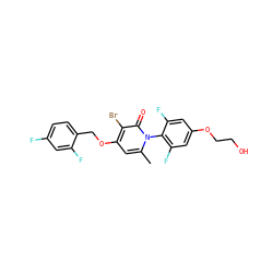 Cc1cc(OCc2ccc(F)cc2F)c(Br)c(=O)n1-c1c(F)cc(OCCO)cc1F ZINC000072171795
