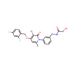 Cc1cc(OCc2ccc(F)cc2F)c(Br)c(=O)n1-c1cccc(CNC(=O)CO)c1 ZINC000072173038