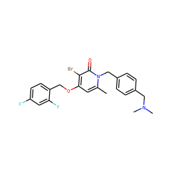 Cc1cc(OCc2ccc(F)cc2F)c(Br)c(=O)n1Cc1ccc(CN(C)C)cc1 ZINC000049792759
