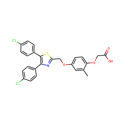 Cc1cc(OCc2nc(-c3ccc(Cl)cc3)c(-c3ccc(Cl)cc3)s2)ccc1OCC(=O)O ZINC000049034173