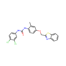 Cc1cc(OCc2nc3ccccc3s2)ccc1NC(=O)Nc1ccc(Cl)c(Cl)c1 ZINC000008438493