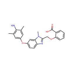 Cc1cc(Oc2ccc3nc(COc4ccccc4C(=O)O)n(C)c3c2)cc(C)c1N ZINC000204554545