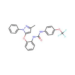 Cc1cc(Oc2ccccc2NC(=O)Nc2ccc(OC(F)(F)F)cc2)n(-c2ccccc2)n1 ZINC000029043968