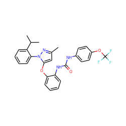 Cc1cc(Oc2ccccc2NC(=O)Nc2ccc(OC(F)(F)F)cc2)n(-c2ccccc2C(C)C)n1 ZINC000029046138