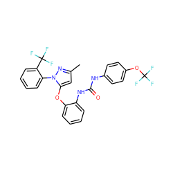 Cc1cc(Oc2ccccc2NC(=O)Nc2ccc(OC(F)(F)F)cc2)n(-c2ccccc2C(F)(F)F)n1 ZINC000029046135