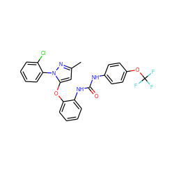 Cc1cc(Oc2ccccc2NC(=O)Nc2ccc(OC(F)(F)F)cc2)n(-c2ccccc2Cl)n1 ZINC000029043841