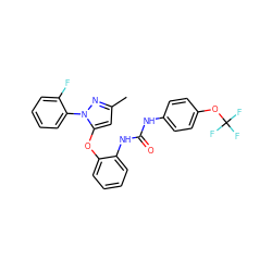 Cc1cc(Oc2ccccc2NC(=O)Nc2ccc(OC(F)(F)F)cc2)n(-c2ccccc2F)n1 ZINC000029046014