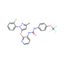 Cc1cc(Oc2ncccc2NC(=O)Nc2ccc(OC(F)(F)F)cc2)n(-c2ccccc2Cl)n1 ZINC000029044099