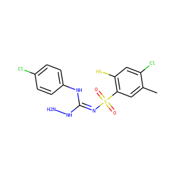 Cc1cc(S(=O)(=O)/N=C(/NN)Nc2ccc(Cl)cc2)c(S)cc1Cl ZINC000006018744