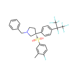 Cc1cc(S(=O)(=O)[C@@]2(c3ccc(C(F)(C(F)(F)F)C(F)(F)F)cc3)CCN(Cc3ccccc3)C2)ccc1F ZINC001772590076