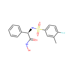 Cc1cc(S(=O)(=O)N[C@@H](C(=O)NO)c2ccccc2)ccc1F ZINC000014946086