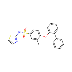 Cc1cc(S(=O)(=O)Nc2nccs2)ccc1Oc1ccccc1-c1ccccc1 ZINC000095584452