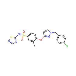 Cc1cc(S(=O)(=O)Nc2ncns2)ccc1Oc1ccn(Cc2ccc(Cl)cc2)n1 ZINC000095581345