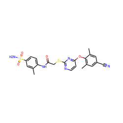 Cc1cc(S(N)(=O)=O)ccc1NC(=O)CSc1nccc(Oc2c(C)cc(C#N)cc2C)n1 ZINC000473124836