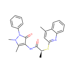 Cc1cc(S[C@@H](C)C(=O)Nc2c(C)n(C)n(-c3ccccc3)c2=O)nc2ccccc12 ZINC000008666785