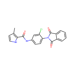 Cc1cc[nH]c1C(=O)Nc1ccc(N2C(=O)c3ccccc3C2=O)c(Cl)c1 ZINC000653703180