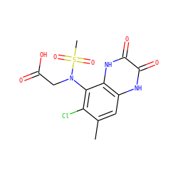 Cc1cc2[nH]c(=O)c(=O)[nH]c2c(N(CC(=O)O)S(C)(=O)=O)c1Cl ZINC000028954062