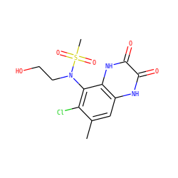 Cc1cc2[nH]c(=O)c(=O)[nH]c2c(N(CCO)S(C)(=O)=O)c1Cl ZINC000028954065