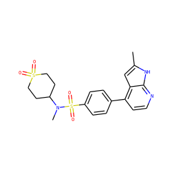 Cc1cc2c(-c3ccc(S(=O)(=O)N(C)C4CCS(=O)(=O)CC4)cc3)ccnc2[nH]1 ZINC000040940499
