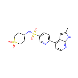 Cc1cc2c(-c3ccc(S(=O)(=O)NC4CCS(=O)(=O)CC4)cn3)ccnc2[nH]1 ZINC000095555788