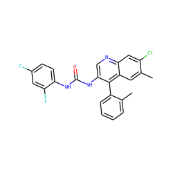 Cc1cc2c(-c3ccccc3C)c(NC(=O)Nc3ccc(F)cc3F)cnc2cc1Cl ZINC000013737646