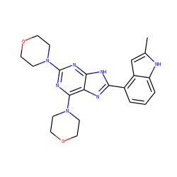 Cc1cc2c(-c3nc4c(N5CCOCC5)nc(N5CCOCC5)nc4[nH]3)cccc2[nH]1 ZINC000143917990
