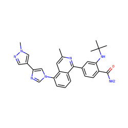 Cc1cc2c(-n3cnc(-c4cnn(C)c4)c3)cccc2c(-c2ccc(C(N)=O)c(NC(C)(C)C)c2)n1 ZINC000145560085
