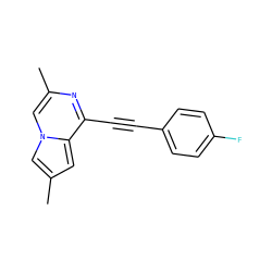 Cc1cc2c(C#Cc3ccc(F)cc3)nc(C)cn2c1 ZINC000029125623