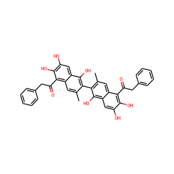 Cc1cc2c(C(=O)Cc3ccccc3)c(O)c(O)cc2c(O)c1-c1c(C)cc2c(C(=O)Cc3ccccc3)c(O)c(O)cc2c1O ZINC000059155718